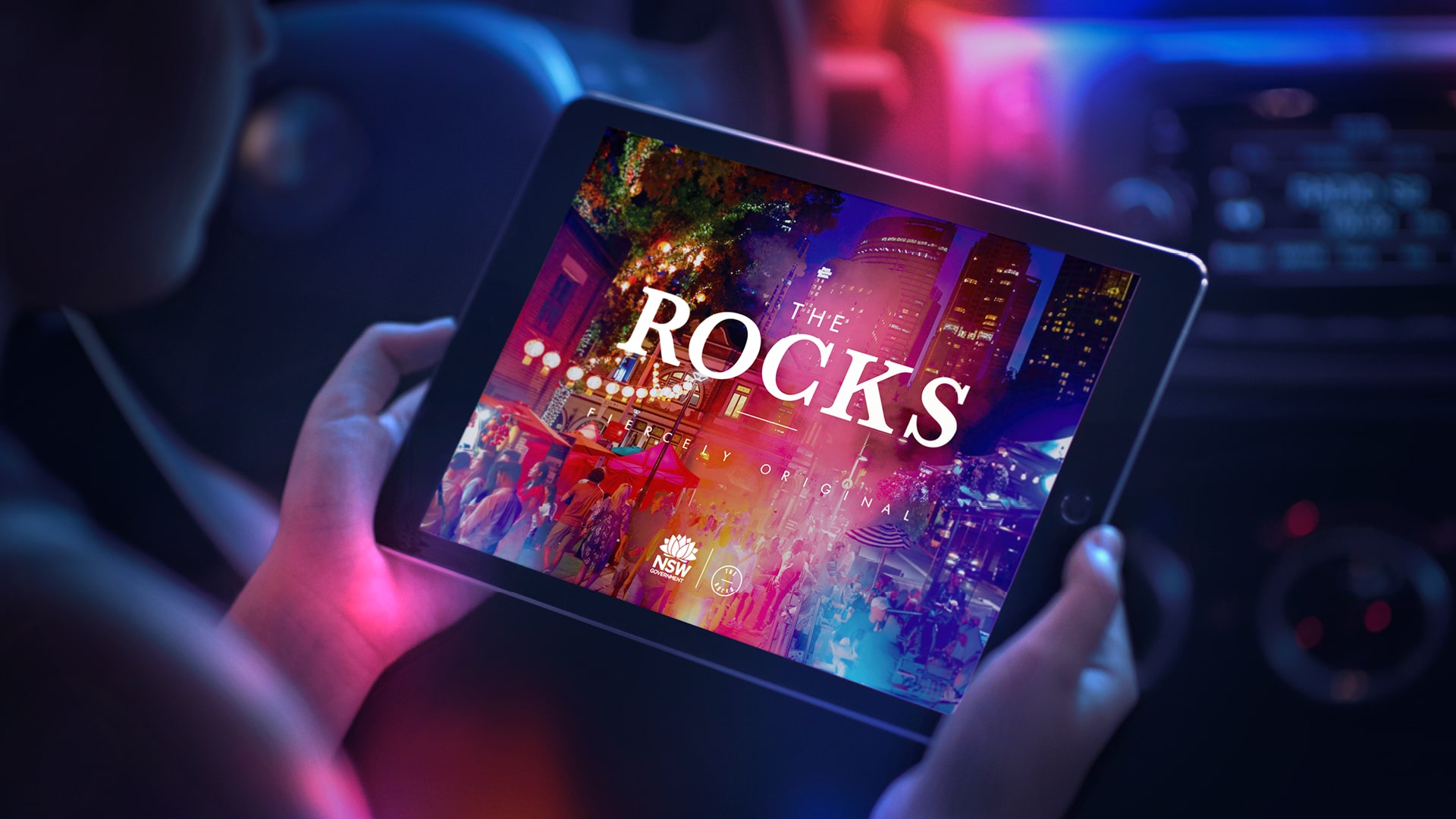 The Rocks creative being viewed on a tablet