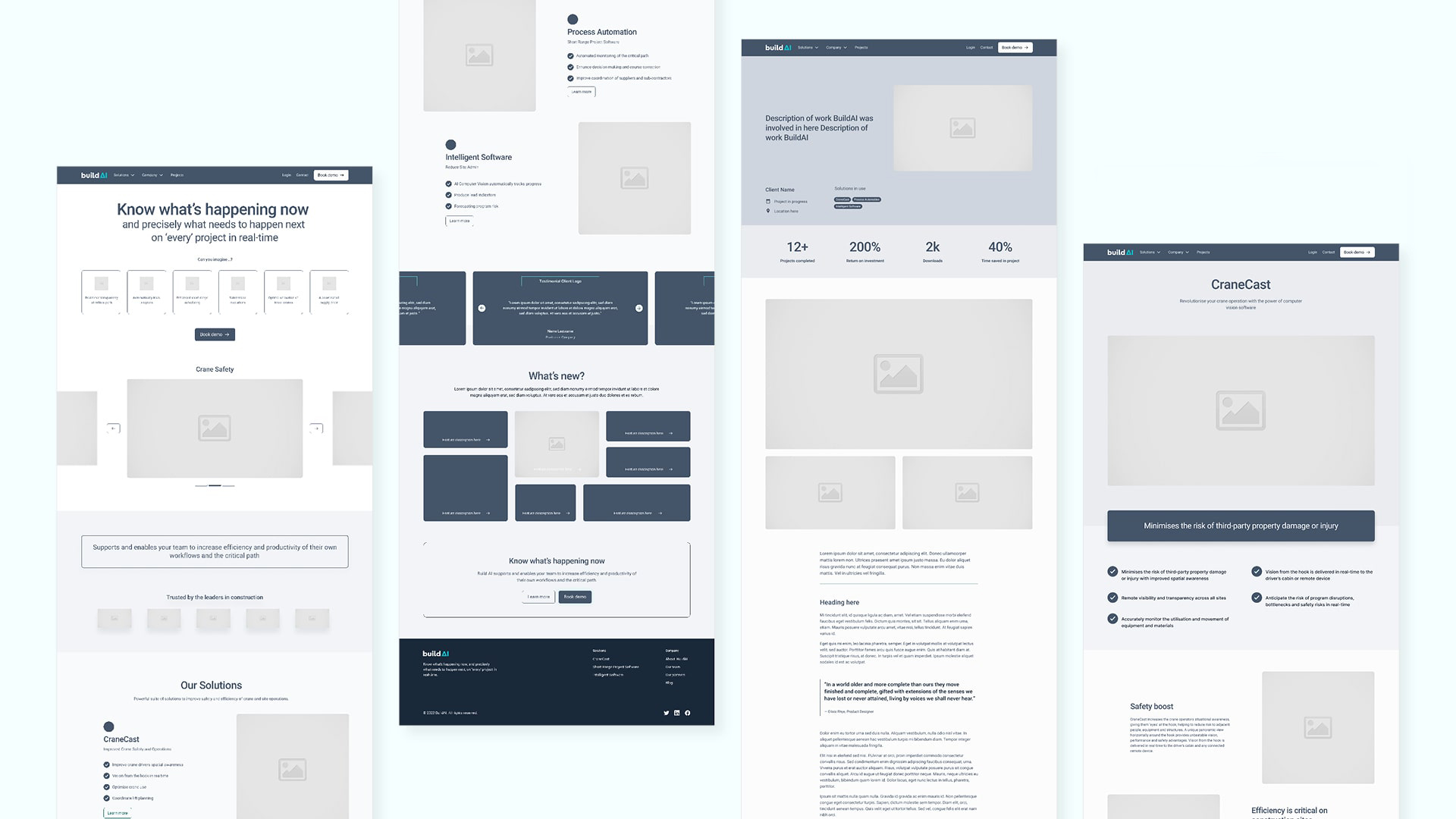BuildAI website wireframe examples