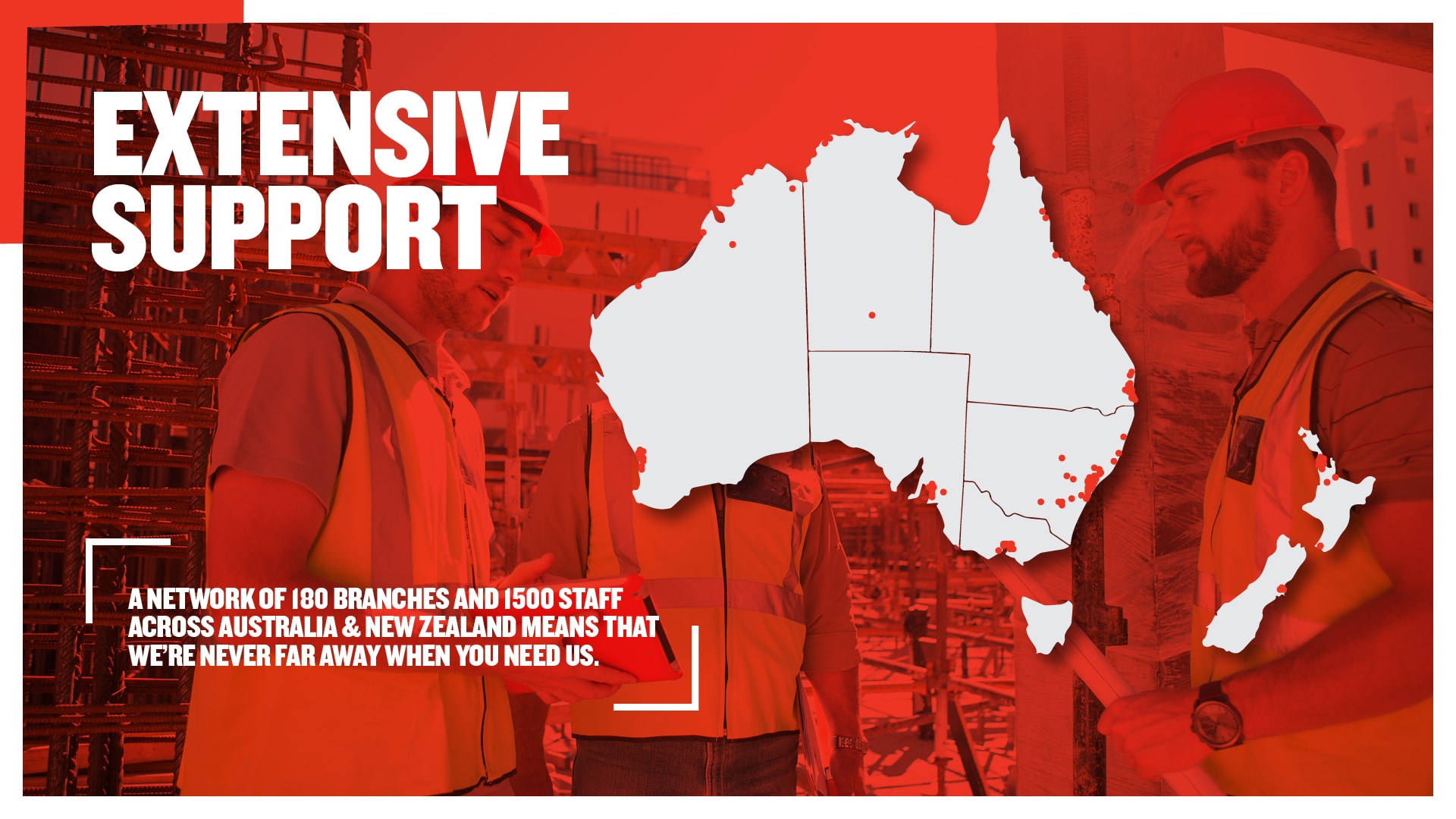 Kennards design of workers with an Australian map showing all the support locations