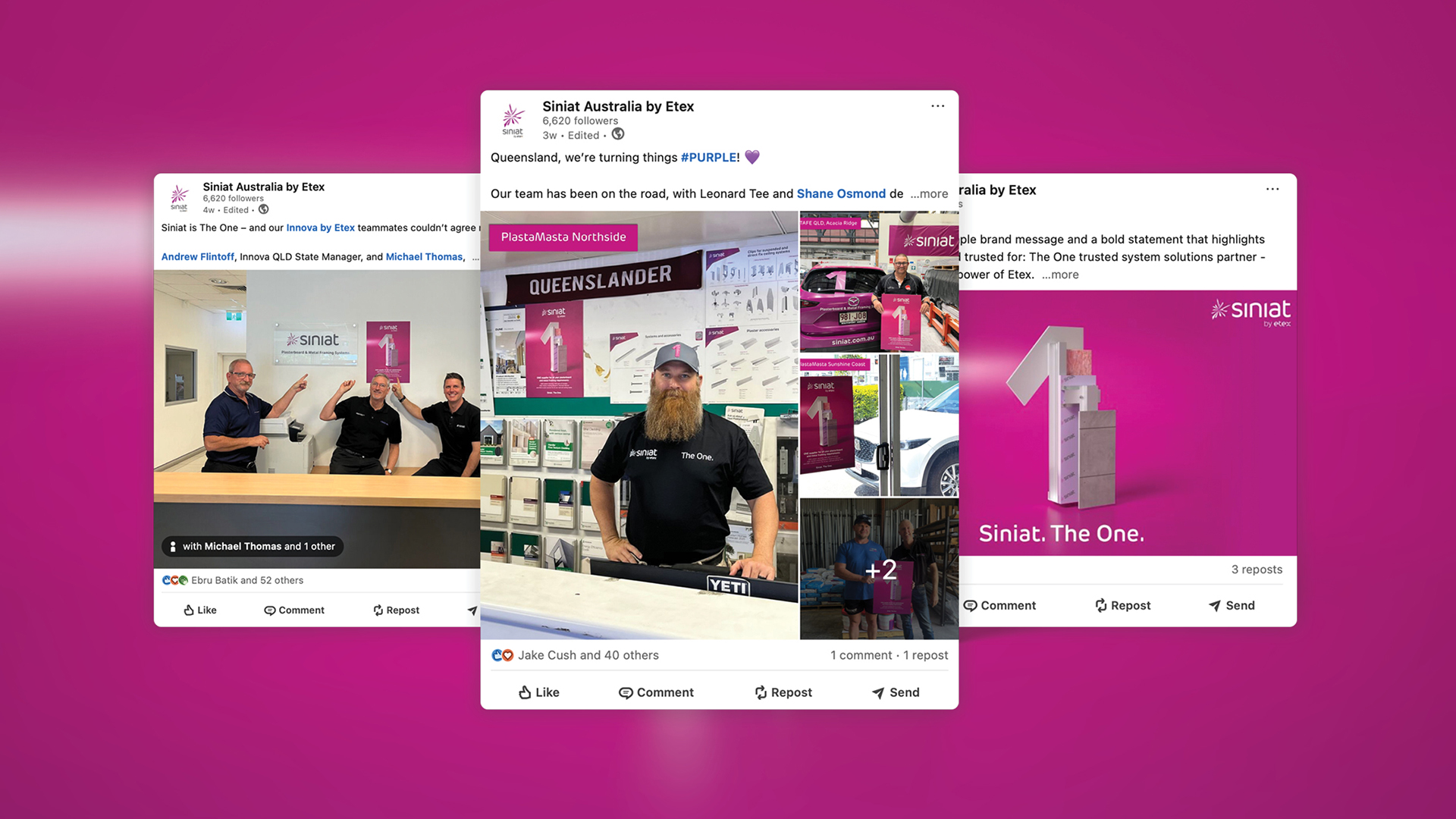 Social media examples from Siniat's The ONE campaign by IMA
