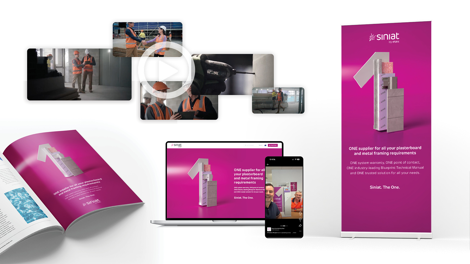 Video screen of The ONE campaign for Siniat by IMA B2B